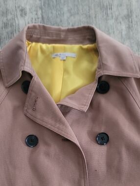 GAP Dusty Pink Double-Breasted Trench Coat with Yellow Lining